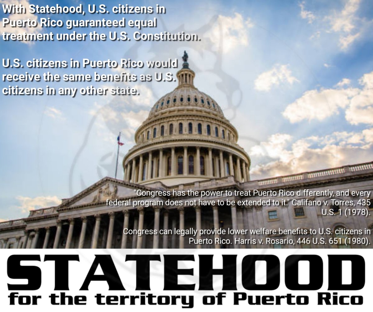 SolusPR's tweet photo. With Statehood, U.S. citizens in Puerto Rico guaranteed equal treatment under the U.S. Constitution. 

U.S. citizens in Puerto Rico would receive the same benefits as U.S. citizens in any other state.

#StatehoodNow #Statehood4PuertoRico #PuertoRico51stState https://t.co/iJ43Oenjyu
