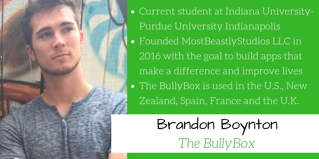 niu_cesi's tweet image. Our Social Entrepreneur of the Week is Brandon Boynton, the 21-year-old founder of @The_BullyBox - a bullying prevention and anonymous reporting app used by over 100,000 students!

Visit bullyboxreport.com to learn more about Brandon and his work!

#BullyingPreventionMonth