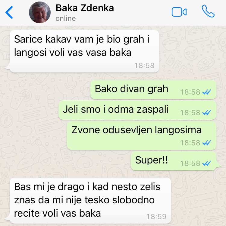 Sarmagedon's tweet image. Dame i gospodo, moja baka zdenka ima 79 godina, savladala je i laptop i mobitel bez problema, skajpa s rodjacima, salje nama poruke preko whatsappa i vibera, na fejsbuk stavlja slika iz toplica, printa recepte s coolinarike i pravi najbolji grah s langosicama!! ♥️