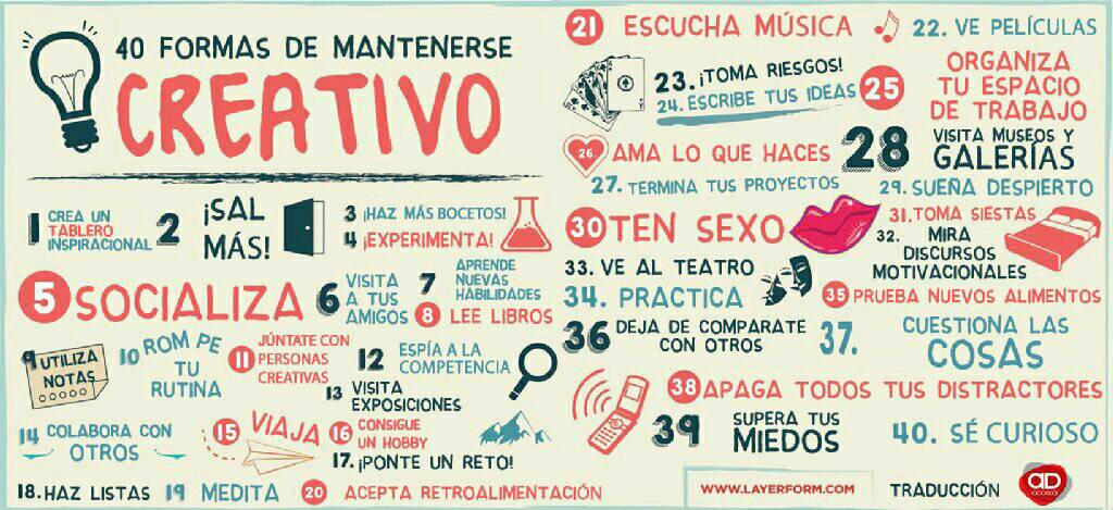 virginiog's tweet photo. 40 formas de mantenerse creativo by @Ismael_Pascual_ https://t.co/g9tyoaQtAV