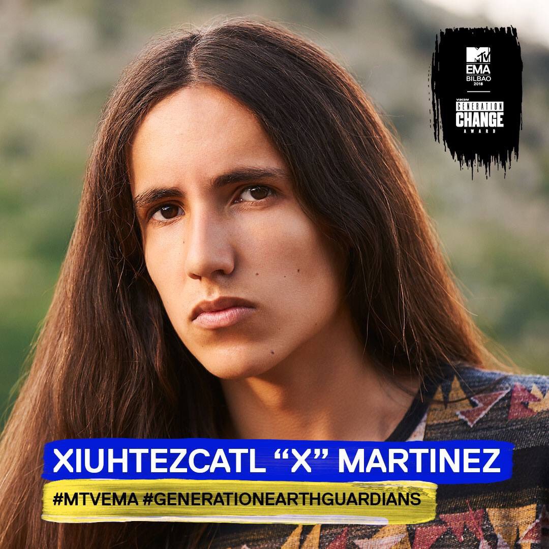Xiuhtezcatl has been nominated for the 2018 MTV EMA GENERATION CHANGE AWARD 👊🏽Simply share the image on the comments on IG and Twitter and use the hashtags #MTVEMA & #GenerationEarthGuardians to cast your vote. Are you with me?
#earthguardians

#GenerationEarthGuardians
#MTVEMA