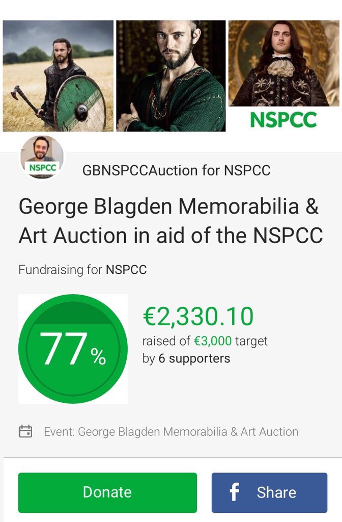 GBNSPCCAuction's tweet photo. The total after just one month is phenomenal! Thank you to those who have made donations already, great start! 🎉 Let’s see what we can  achieve for @NSPCC by the end of the auction series! 💚💚💚 #EveryChildhood #GeorgeBlagden #GBlagden #Vikings #Versailles #LesMiserables https://t.co/YEelOgrn6N