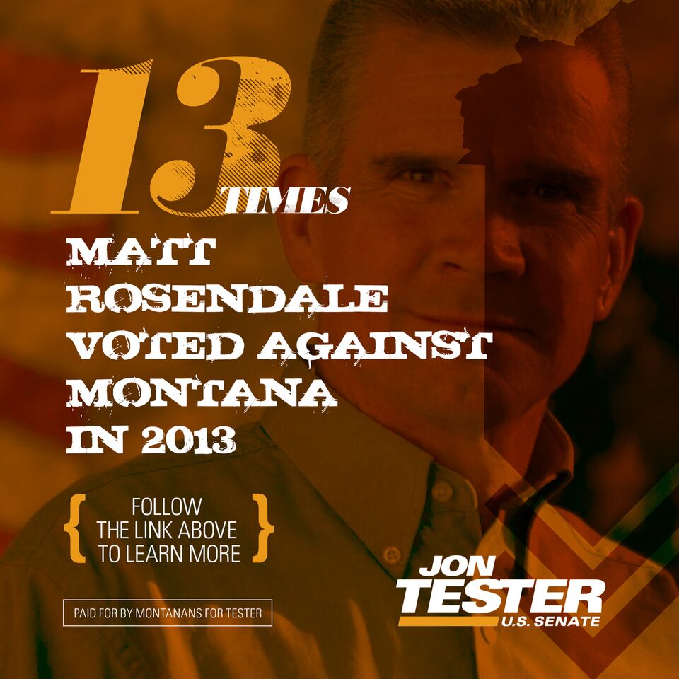 jontester's tweet photo. 13 DAYS: There are only 13 days left to win this thing, and we can’t forget how much is at stake in this race. Here are 13 times in the 2013 legislature that @MattRosendale voted against Montana: https://t.co/j4LLaTsm07 #mtpol #mtsen https://t.co/Xz1WMY63IT