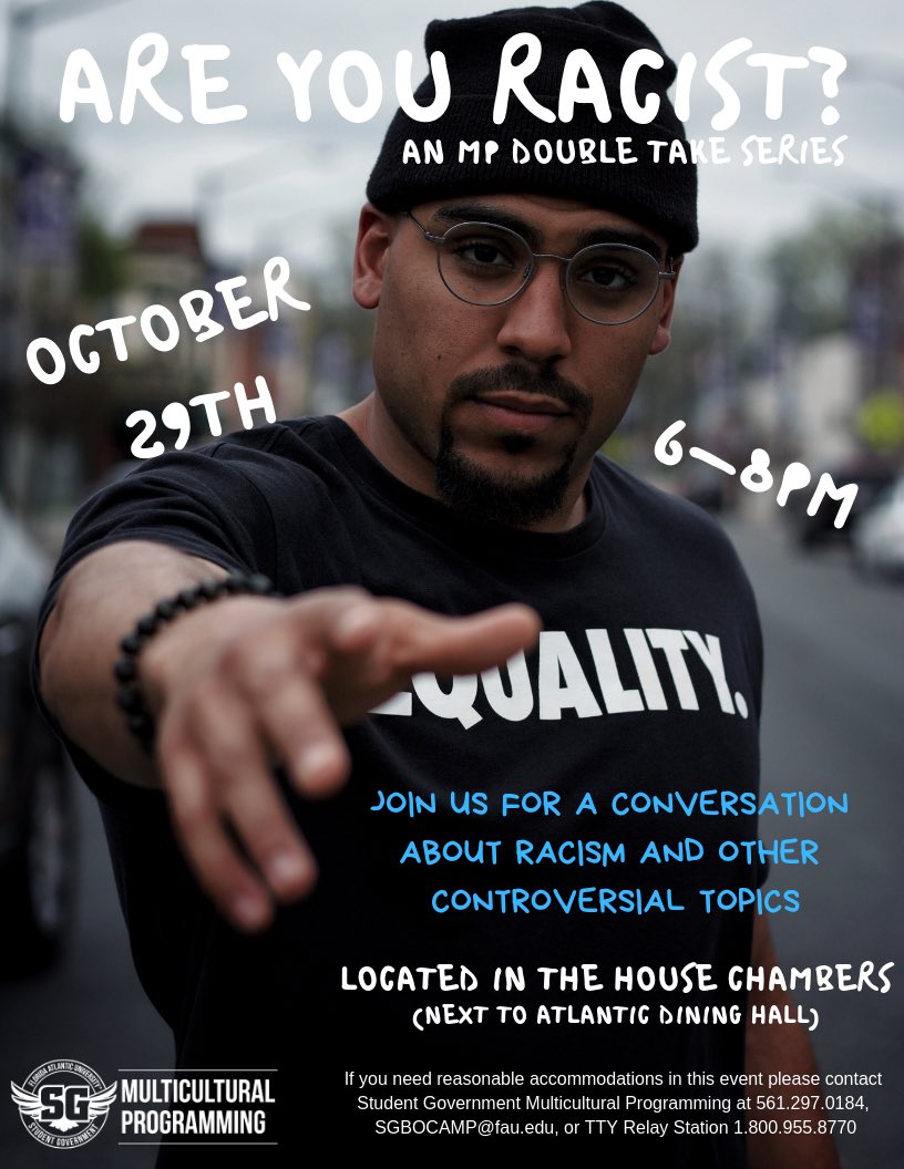 FAUSGMP's tweet photo. Introducing Double Take. A new series to discuss meaningful and purposeful topics. Join us for our first event, “Are You Racist?”, this Monday from 6-8pm in the House Chambers. Can’t wait to see you there! https://t.co/aS0incFWlA