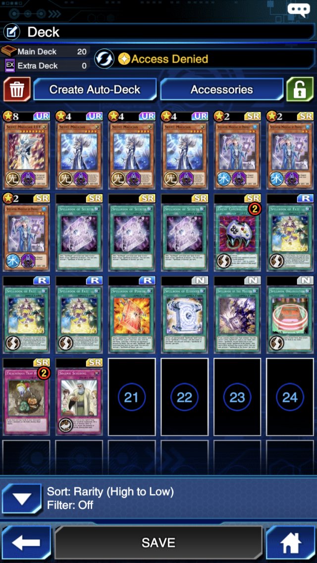MaxPegasusd's tweet photo. Hey @DuelLinksMeta I’m pretty sure I’ve created one of the most godly decks of the format. Silent Mag, plus Fate, plus Scolding, plus Access Denied gives you some crazy locks. Not to mention you’ve got ECon and Treach to deal with things. Give it a shot if you are so inclined! https://t.co/7F0wL4AyHe