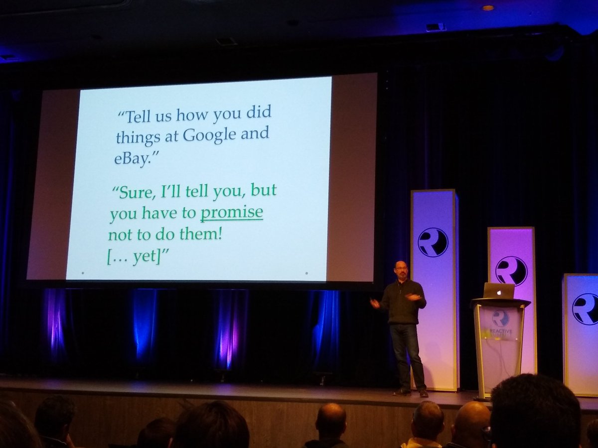 adamsand0r's tweet photo. A true monolith is when you get to learn the c++ compiler limit on number of methods in a class.. it's 16k π³ @randyshoup at #Reactive18 https://t.co/IHuExtlIgO