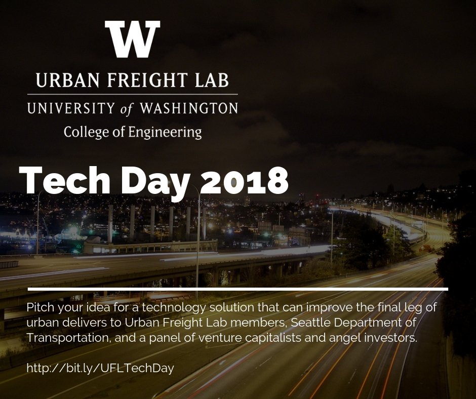 uwmst's tweet photo. Call for pitches is now open for @SCTLCenter's #TechDay18, a @UW pitch competition for solving the #Final50Feet of urban delivery challenge—#SharkTank for the last mile. Pitch to researchers, #UrbanFreightLab members, @seattledot, venture capitalists: https://t.co/brg0CZHkuy https://t.co/z5Sp8nyWtu