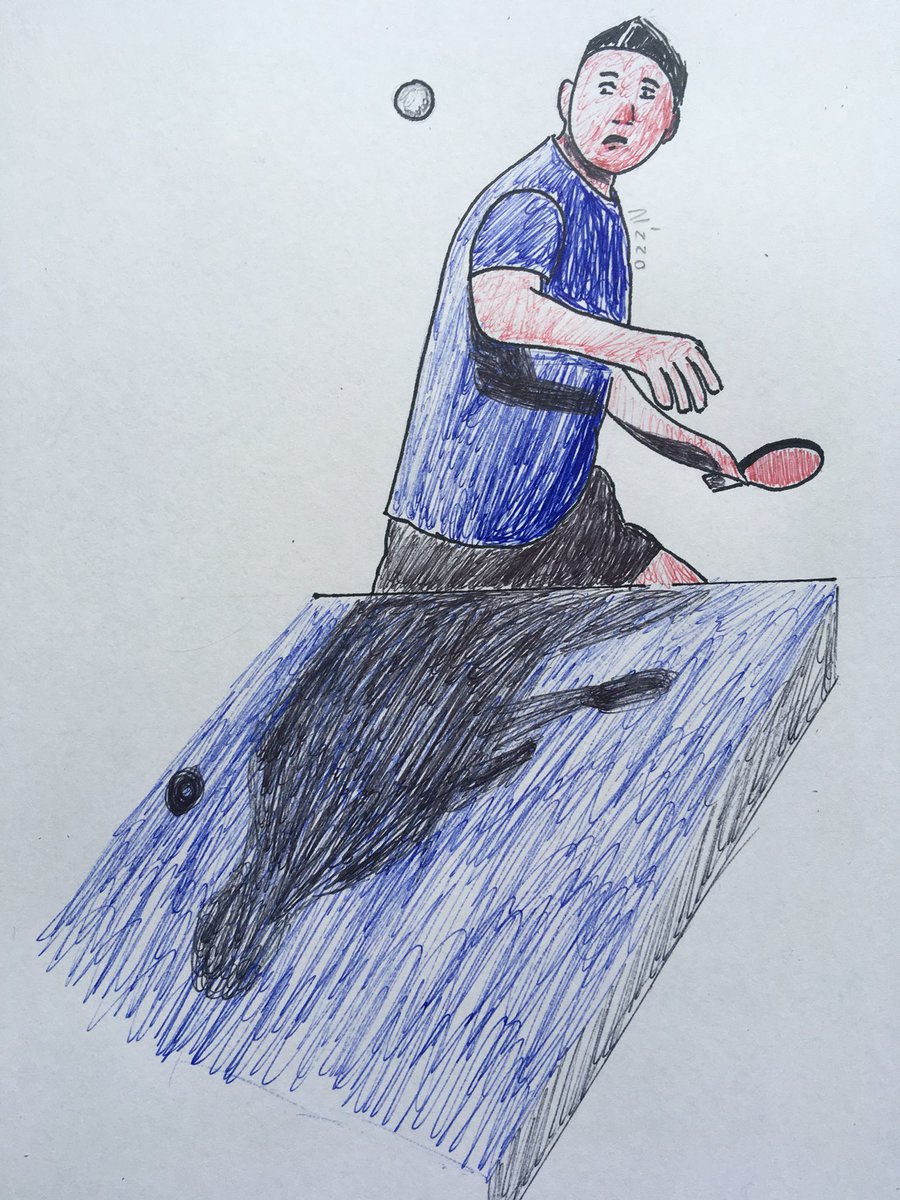 24102018 Dessin Dun Pongiste Aux Stylo 4 Couleurs