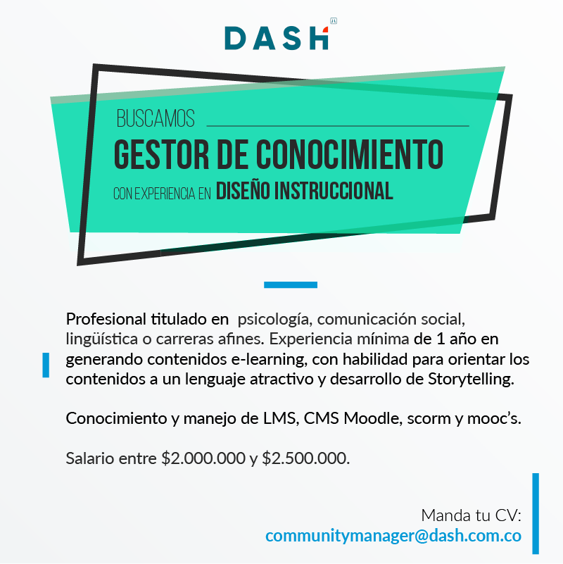 dashlatam's tweet photo. #TrabajoSíHay @MillColombia Envía tu hoja de vida y haz parte del mejor equipo de elearning. https://t.co/lZ6VytBuEI