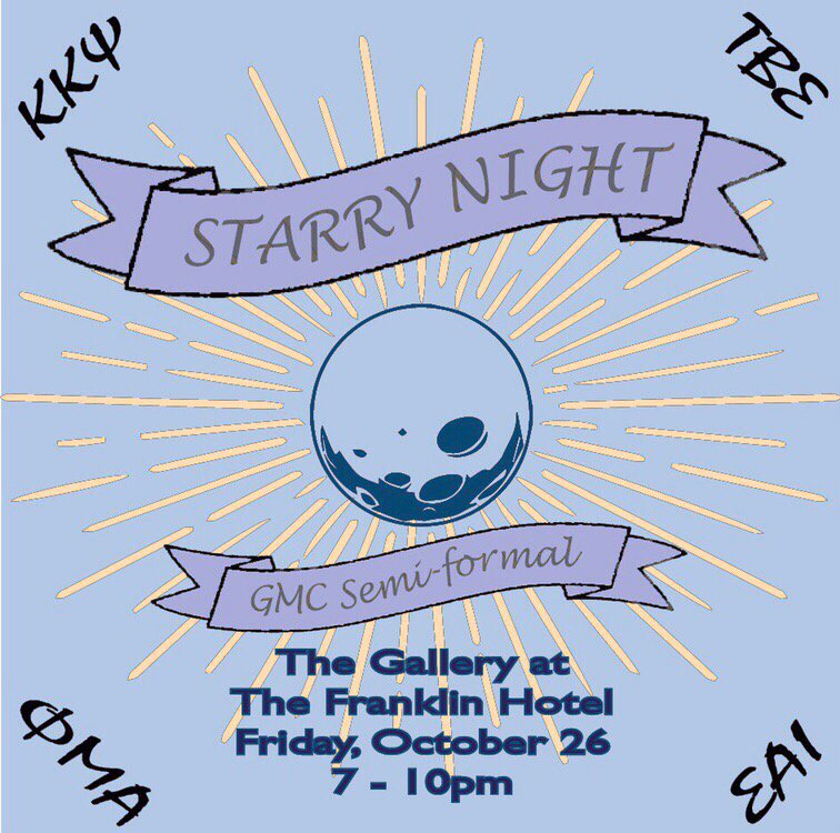 SAI_IotaTau's tweet image. Reason 3️⃣ why you should not miss this event: There is a sweet t-shirt available for purchase on the sign up form! Check out this picture and follow the link to buy a ticket and/or t-shirt for the 2018 Semi-formal with the GMC 🌟🌟🌟

TICKETS: tinyurl.com/gmcsemi18 !!!