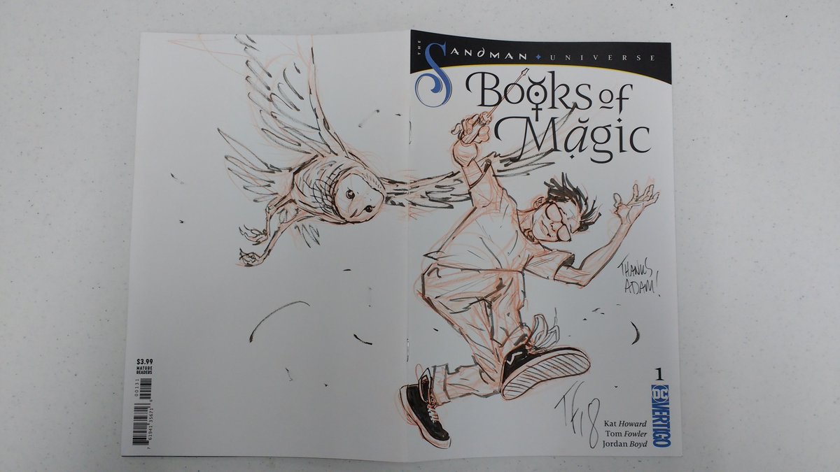 AdamComicNexus's tweet photo. Big thanks to @tomfowlerbug!
I was not expecting him to do free sketches for the Books Of Magic blank covers!
He drew so many!
If you missed out, a few signed copies of Books of Magic #1 are available at @kingstonnexus!
#comics #greatcreators #ygk https://t.co/tUfdSf7a1x