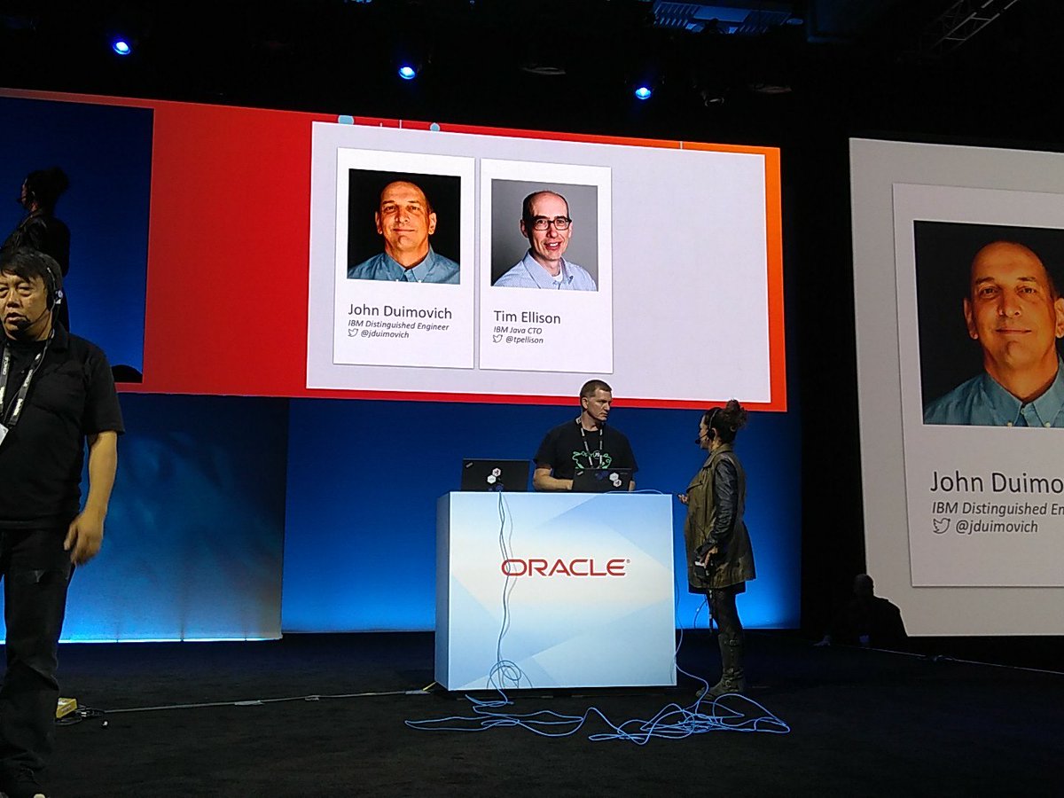 DanHeidinga's tweet image. . @mstoodle doing last minute #openj9 demo prep for the @OracleCodeOne keynote