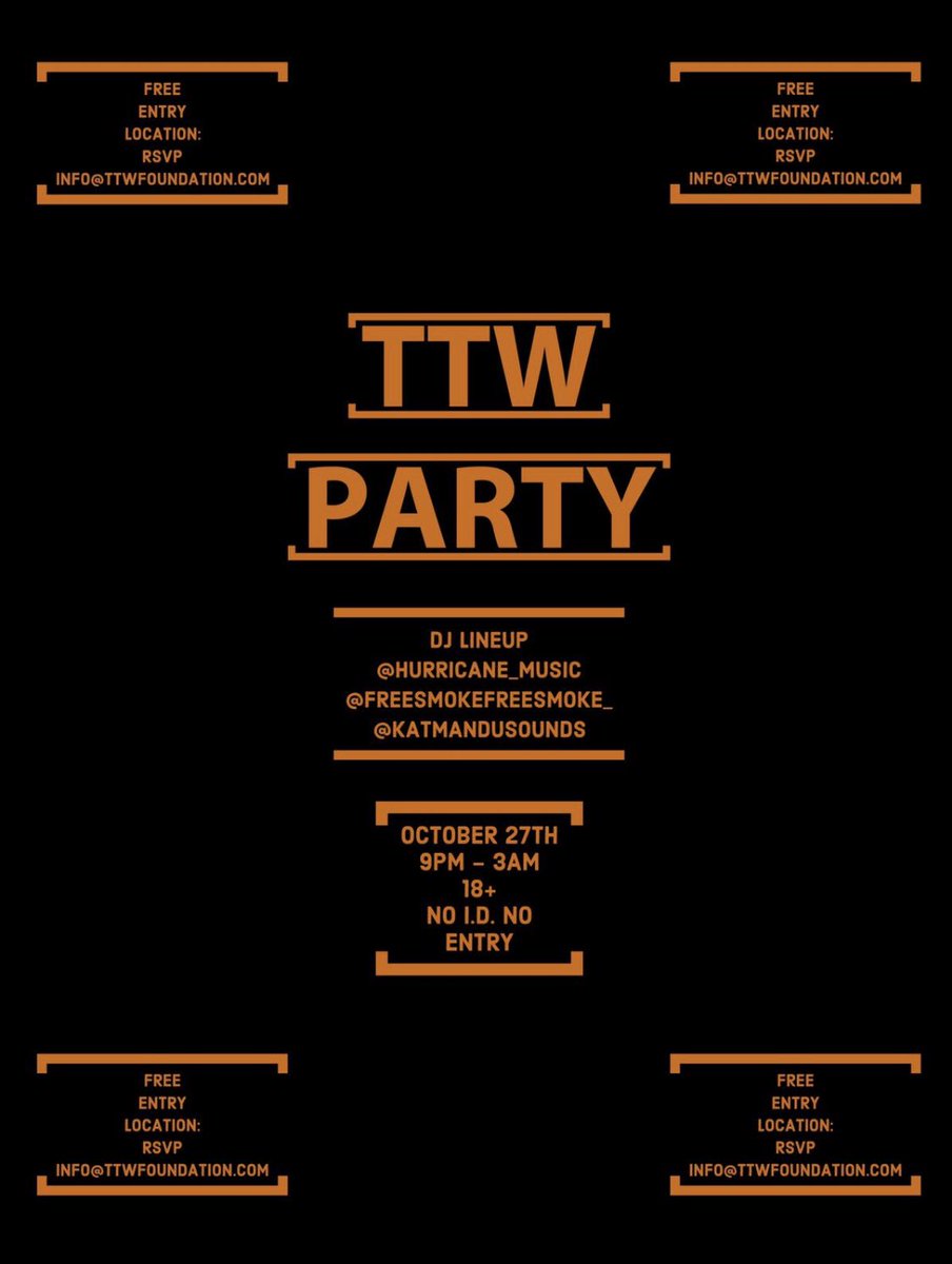 _VXMOB's tweet photo. Throwing our first party this Saturday, October 27th. 

Come and join the party by sending your full names info@ttwfoundation.com 

We are looking forward to partying with you all. #TTW https://t.co/PXkcfVMvbz
