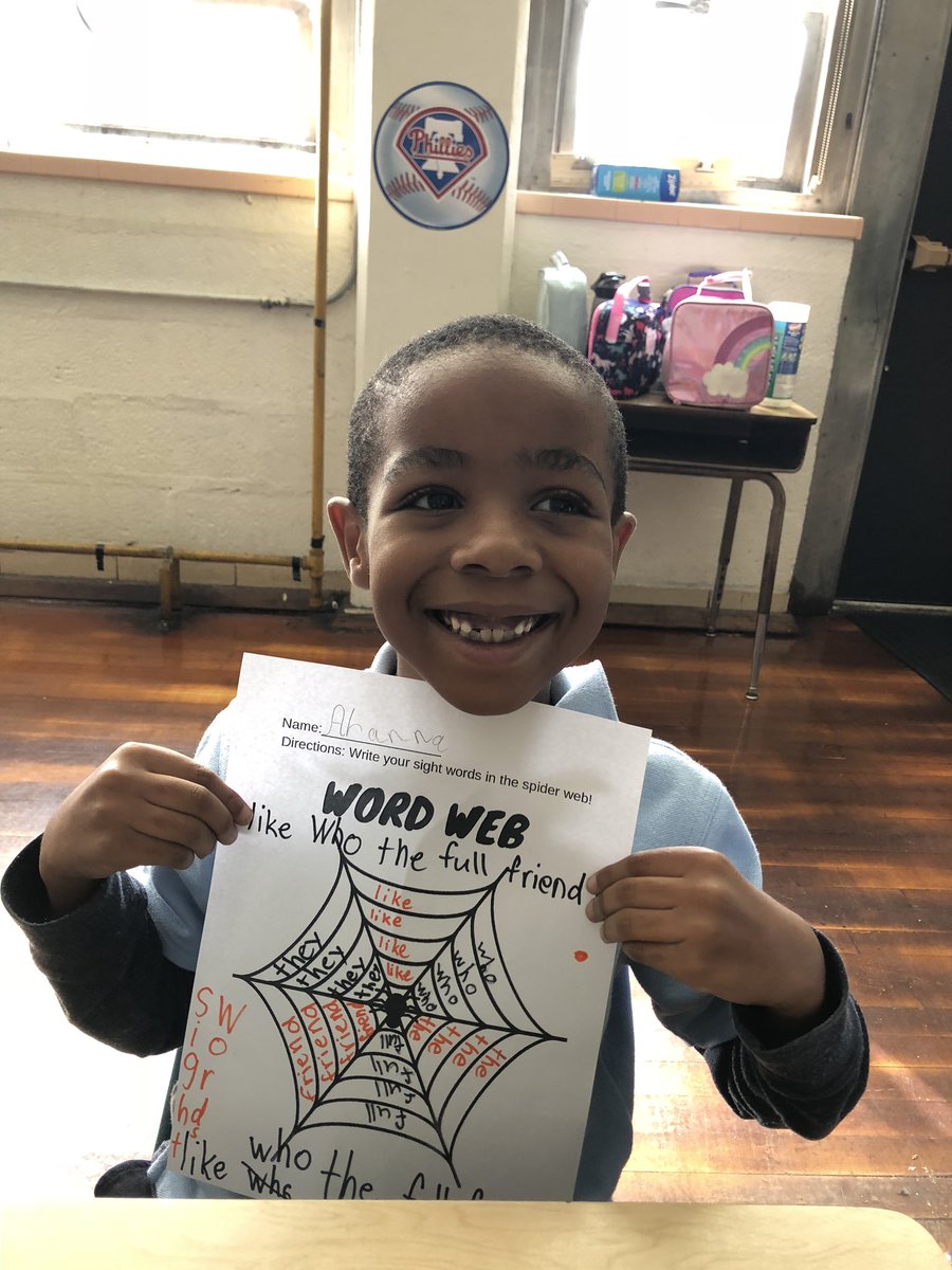 1stgradeBVM's tweet photo. First Grade completing some spooky word work to practice their sight words! #wordweb #workinghard @BVMSchoolDarby @SrVirginiaBVM https://t.co/9rgEaAcdjX