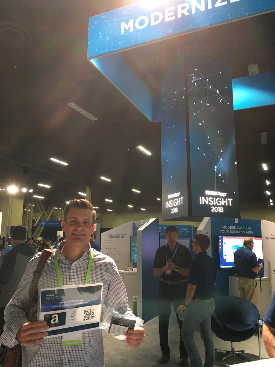 saurabhmodh's tweet image. Congratulations Rand Emert from Prescriptive data solutions for winning $150 amazon gift card at the NetApp Insight booth #NetAppInsight2018