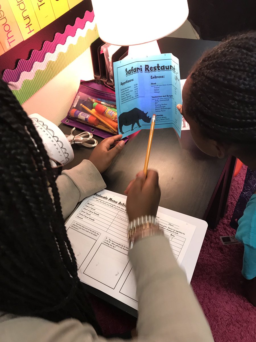 Today we got to visit a Safari Restaurant and put our real world math skills to the test. The kids did an awesome job pricing out meals, tax, and differences with a friend! #fifthgrade #math #knownova #proudteacher #decimalfun