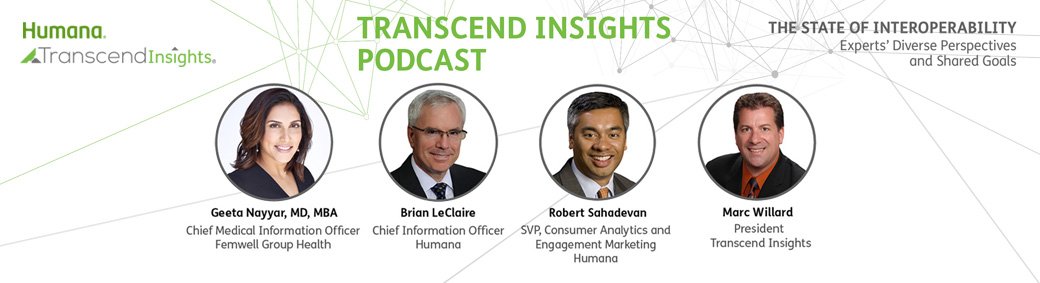 Transcend_Care's tweet photo. [PODCAST] Humana and Transcend Insights leaders joined Dr. Geeta Nayyar to provide various stakeholders perspectives on the urgent pursuit of #interoperability, from the realities of todays barriers, to promising developments and the path ahead. #VBC https://t.co/NXIKE9S9OM https://t.co/jv4LQJ5GJY