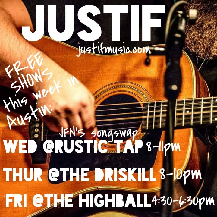 This week's #JusTif #AustinTX show schedule:
#TONIGHT <a href="/Rustic_Tap/">Rustic Tap</a> <a href="/west6thaustin/">West 6th Austin</a> 8-11pm #songswap w/ <a href="/julsnol/">Julie Effin Nolen</a> &amp; @txmstwo! 🎶🍻
10/25 <a href="/TheDriskill/">The Driskill</a> 8-10pm
10/26 <a href="/highballaustin/">The Highball</a> 4:30pm
#atx #livemusic #Texas #songwriters #Austin #acoustic #atxmusic