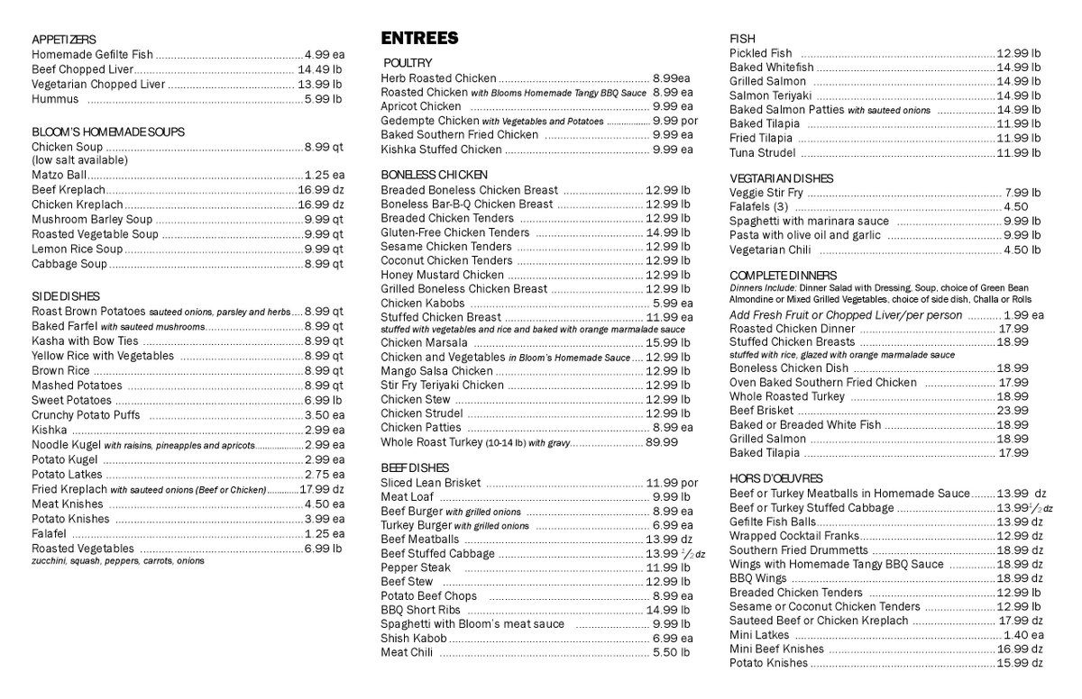 bloomskosher's tweet photo. Take a look at your menu and give us a call! #koshermeals #tradition https://t.co/LFdVP5nYOE