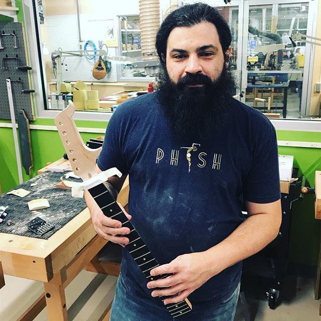 fablabncc's tweet photo. Electric guitar class going strong! One of our students is working on a custom neck and headstock for his electric guitar. Pretty cool! https://t.co/cZTp9RLwhp https://t.co/RuSV2Dda4b
