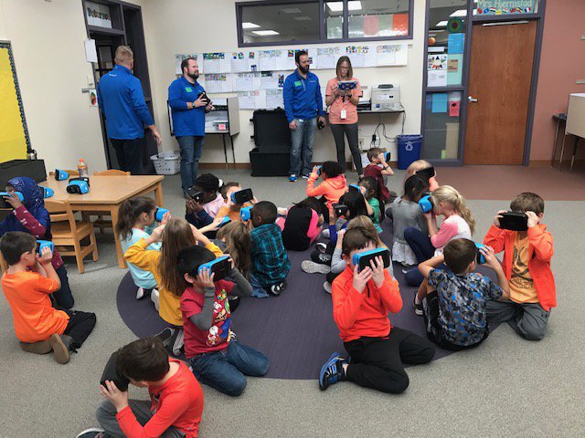 Our 2nd Graders took an AMAZING field trip today! They swam in the Galapagos Islands and then traveled all the way to the moon! Thanks to <a href="/BestBuyEdu/">Best Buy Education</a> and Google Expeditions! #WayCool #360Learning  #VR ow.ly/l58y30mmuRY