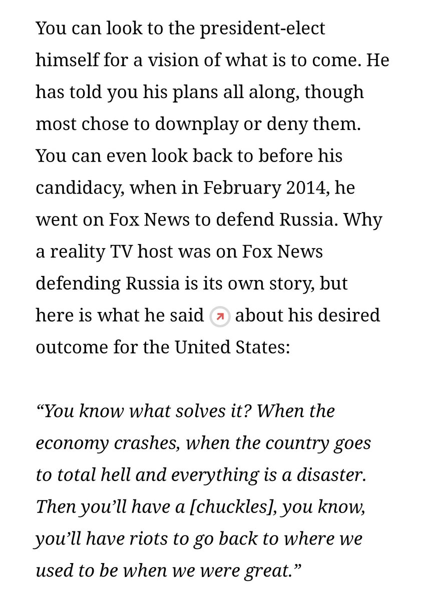 sarahkendzior's tweet image. The stock market plunge, the attempts at violence, the feeling of collapse is what Trump wants. He said so himself, in very specific terms, many times: thecorrespondent.com/5696/were-head…