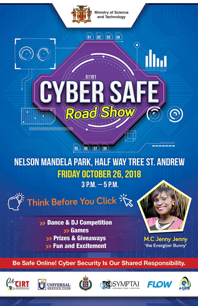 METTJamaica's tweet photo. Join us at our Cyber Safe Road Show Invasion this Friday at the Mandela Park in Half Way Tree. #CyberAware #BeCyberSafeJa #CyberAwareJa #CyberSecurityJa https://t.co/zbfkcBOWZX