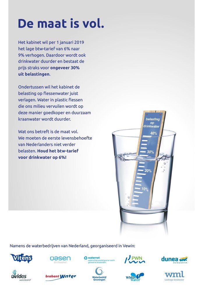 suzanne_GL's tweet photo. De belasting op kraanwater wordt verhoogd, terwijl de belasting op flessenwater wordt verlaagd? Dat verzin je toch niet. https://t.co/2k5oPqWFy6