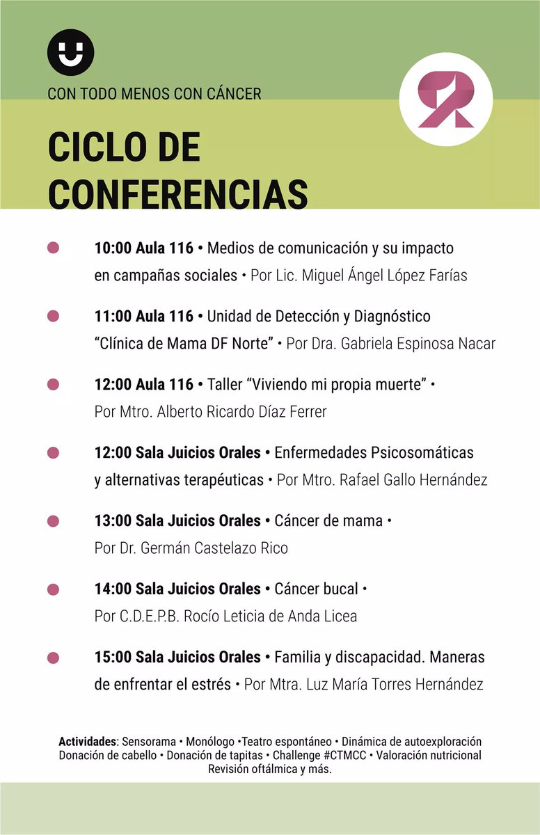 menoscancer's tweet photo. Te esperamos mañana en @UCAD_MX  
NO FALTES!!! Síguenos en FB @ctmccof https://t.co/Zvw8ewTZWV