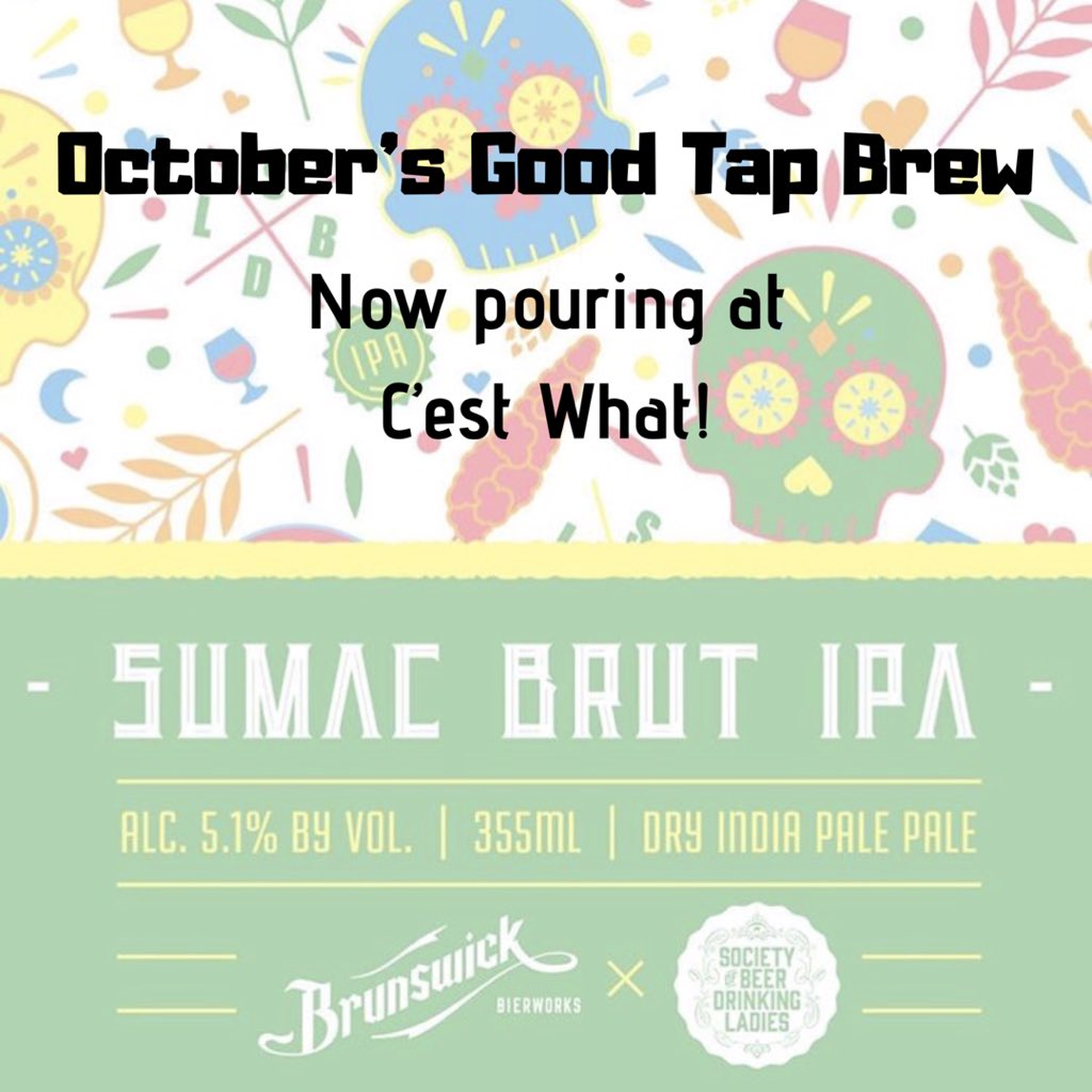 ladiesdrinkbeer's tweet photo. ๐ปHave you been down to @cestwhattoronto to try our #GoodTap Brew? Our Brut IPA collab with @BrunswickBier is pouring until the end of Oct! ๐
Remember: $1 from each pint and 50 cents from each half pint goes to @cdnwomenfdn ๐
#drinkingforacause #ladiesbrewbeer https://t.co/NBQquEhDVg