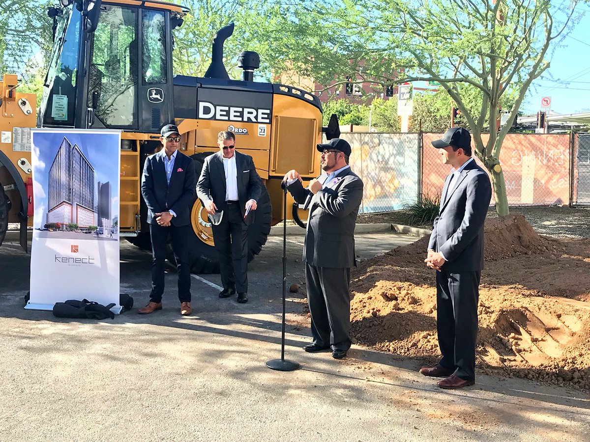 Breaking ground at Kenect Phoenix, near Arizona State University’s downtown campus and Civic Space Park, the new live/work/play destination. Proud to partner with <a href="/AkaraPLLC/">Akara Partners LLC</a> and <a href="/rsparch/">RSP Architects</a>