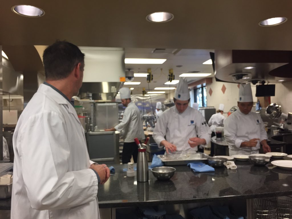 YuanHaiying's tweet photo. A fascinating tour at @NAITCulinary  with the Department Head Jeff Gordon as the tour guide. Micro greens, cheese making, most important, got a chance to taste different kinds of delicious foods (chips, ice cream and vegan donuts) with Pulse products as the ingredients! #CPRW18 https://t.co/sNQwOJ86QM