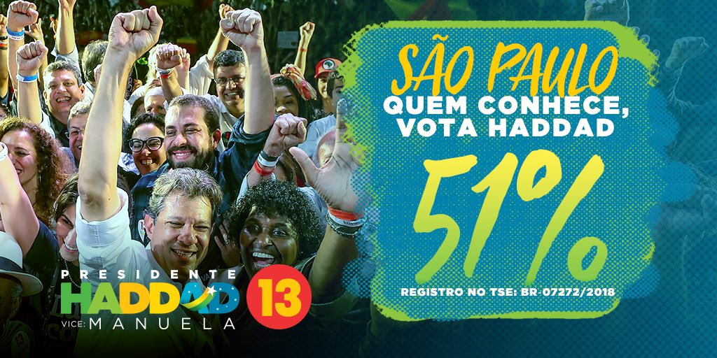 Liderando em São Paulo! Rumo à virada! #Haddad13