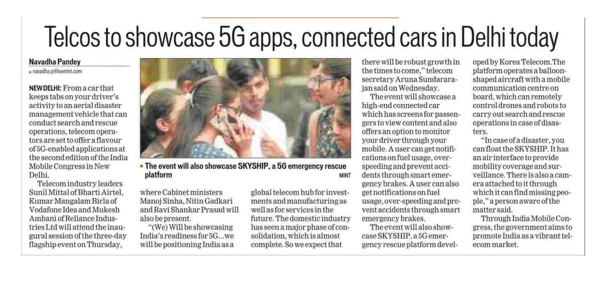 Telcos to showcase 5G apps, connected cars in delhi today #IMC2018