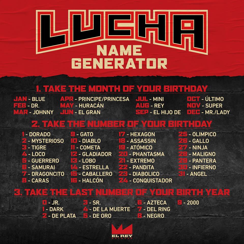 Unravel Pull out ventilation Lucha Name Generator : r/SquaredCircle