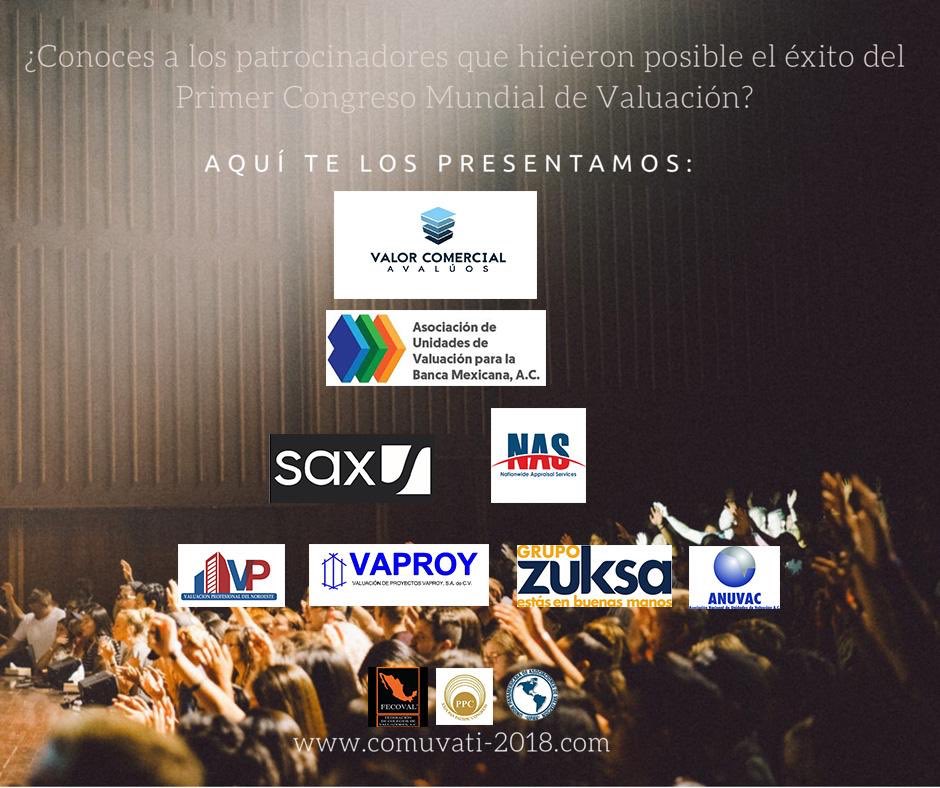 comuvati2018's tweet photo. Gracias a nuestros patrocinadores por haber hecho posible el éxito del Primer Congreso Mundial de Valuación.
#comuvati2018 #fecoval #covalbc
@ValorComercial @auvbm11 @saxavaluos @AnuvacAC @Asesor_Zuksa https://t.co/YUsAOiaZcQ