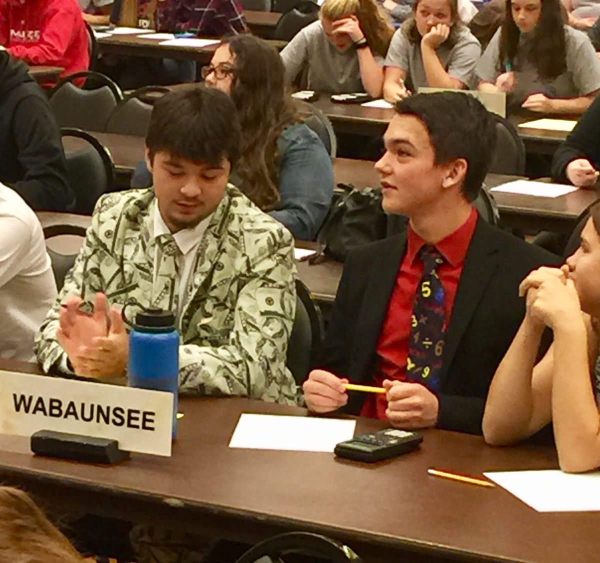 cfryschrock's tweet photo. These two high school students dressed for success today at #mathday2018. https://t.co/DZ3apr9djh