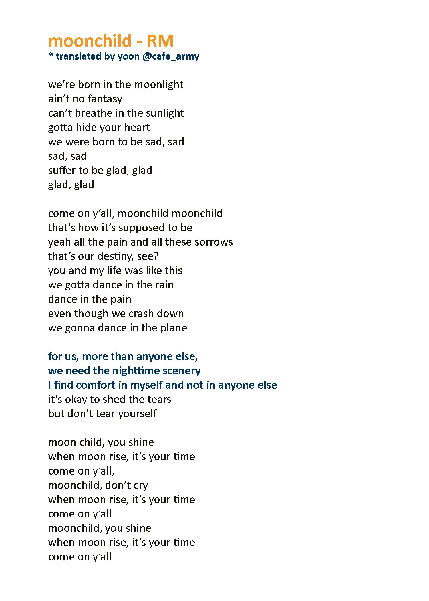 Rest Cafe Army A Closer Look At Moonchild Lyric Translation Analysis The Message Behind This Track Is So Incredibly Deep Personal And Heart Breaking But Also Encouraging Hopeful