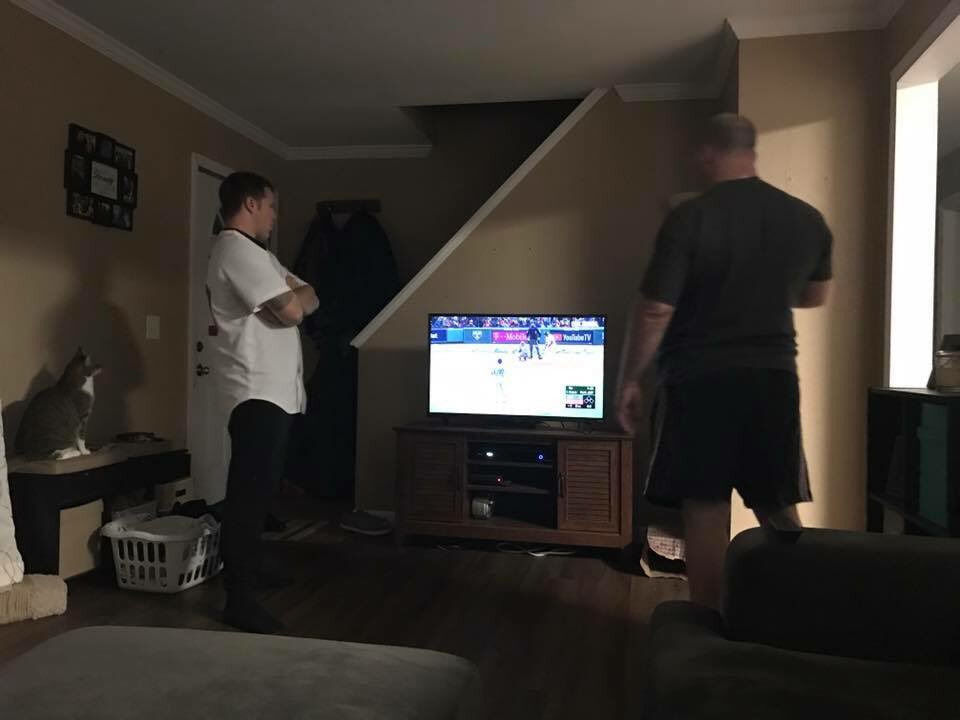 Watching the game with the boys