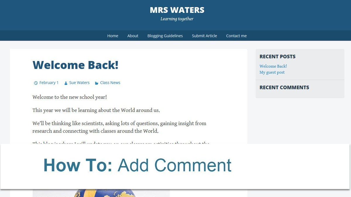 edublogs's tweet photo. If your students or families are brand new to blogging, this short 'how to comment' video might be helpful https://t.co/EHOxtO0366 #STUBC https://t.co/wYQFjnIDHT
