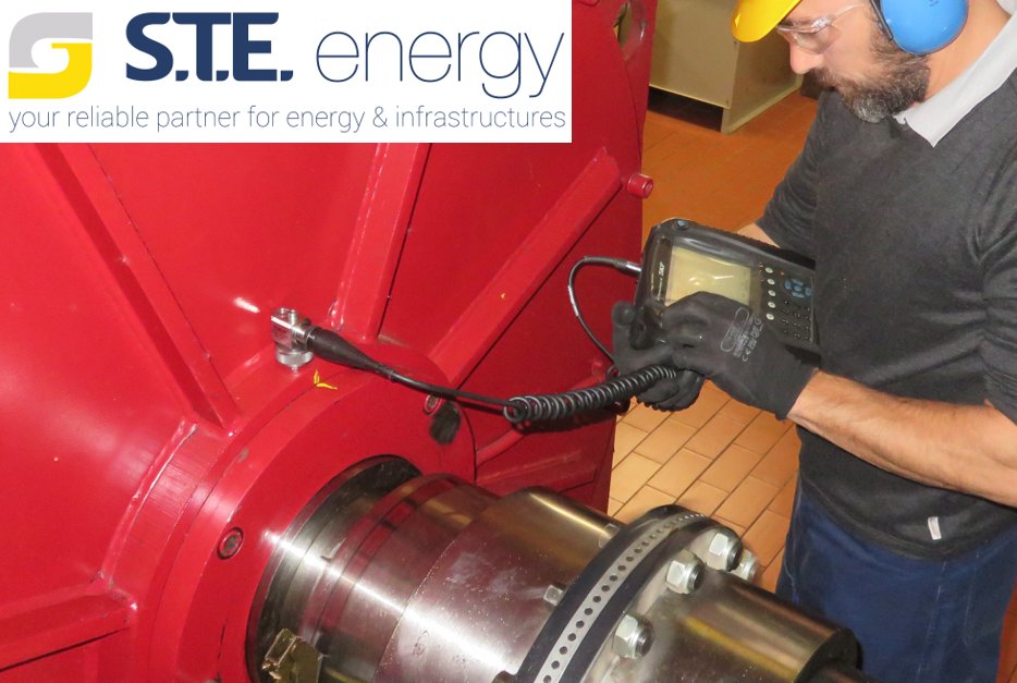 @Italy: STE Energy's technician performing vibrational analysis on Hydro Turbine-Generator #STEEnergy #Smallhydro #SpecializedTests #Italy #VibrationalAnalysis #OyM