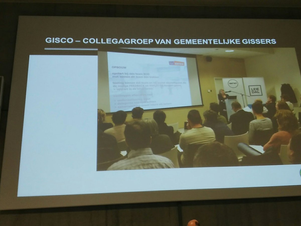 DFrigne's tweet image. Bart boute van wvi presents on #foss4gbe about his experience to become #osgeo evangelist #opensource