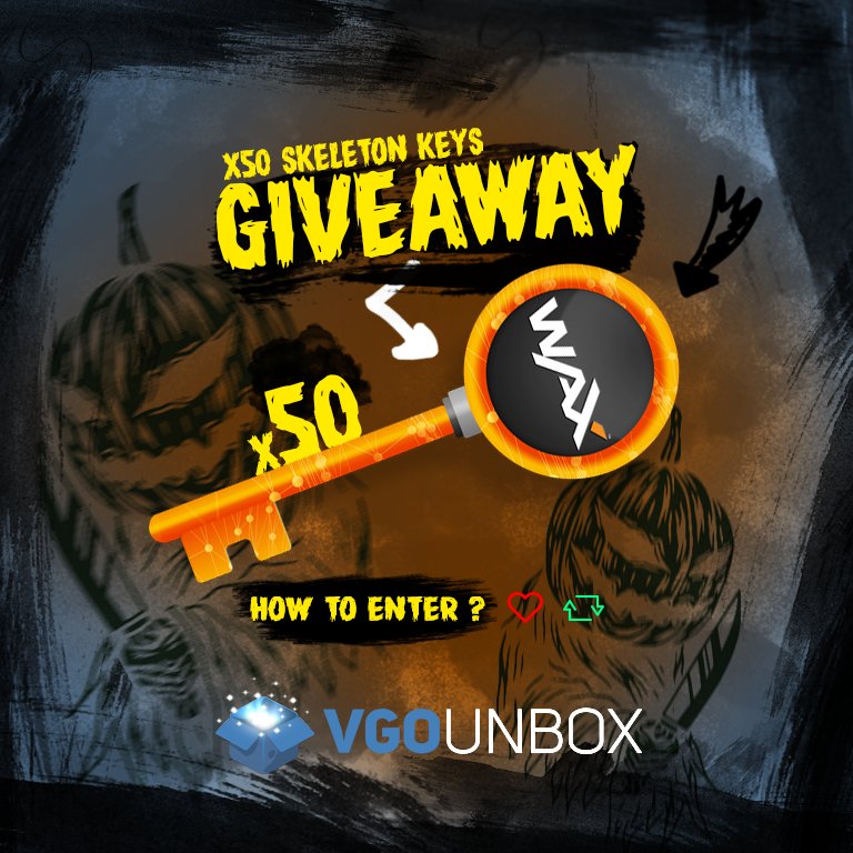 ItemUnbox's tweet image. 50 Skeleton Key Giveaway!

- Follow @VGOUnboxCom &amp;amp; @VGO_gg 
- Retweet
- Checkout Case Battles vgounbox.com/battles        

Winner will be drawn in 72h!