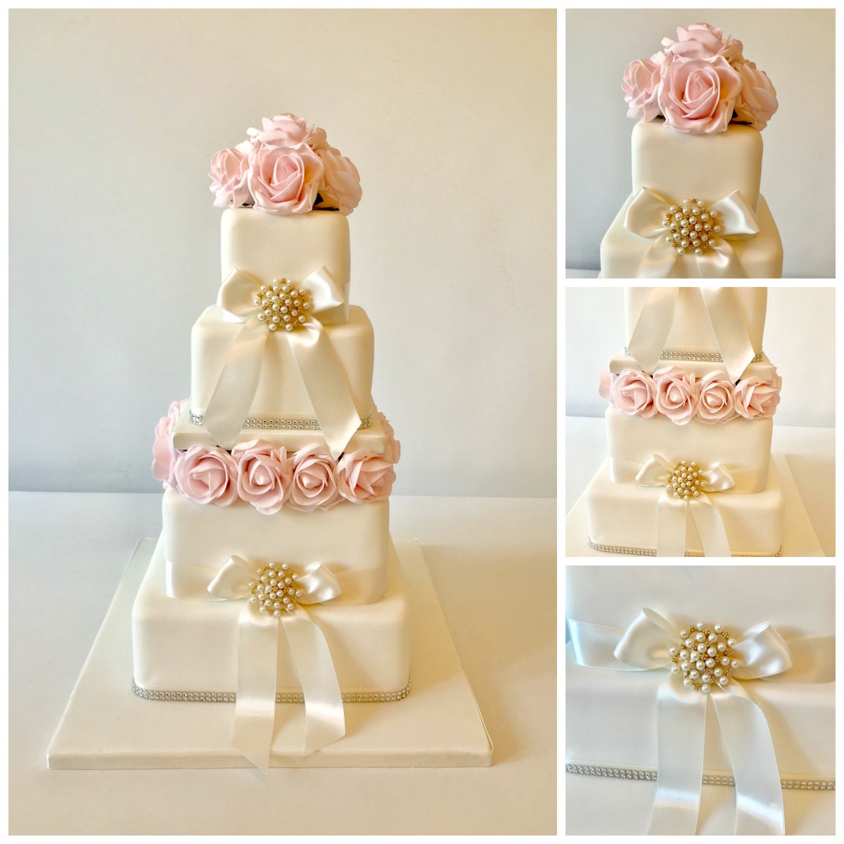 AnnsDesignCakes's tweet photo. Petal...

A four square tiered wedding cake, adorned with soft roses and subtle ribbon bows to create a traditional and romantic centre piece for our Tiffany and her partner who were married at Wotton House last month. https://t.co/TXcKKASFtc