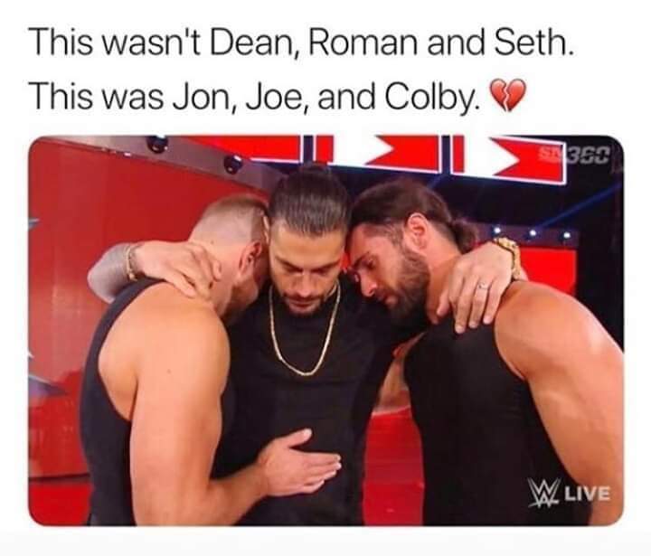 YumiRaion's tweet photo. This is real friendship ❤️
At this moment they were not Dean, Roman and Seth they were Jon, Joe and Colby 😢
#ThankYouRoman #DeanAmbrose #JonathanGood #RomanReigns #JoeAnoai #SethRollins #ColbyLopez
#TheShield #Brotherhood #Friendship https://t.co/1R5Rju0Ubo