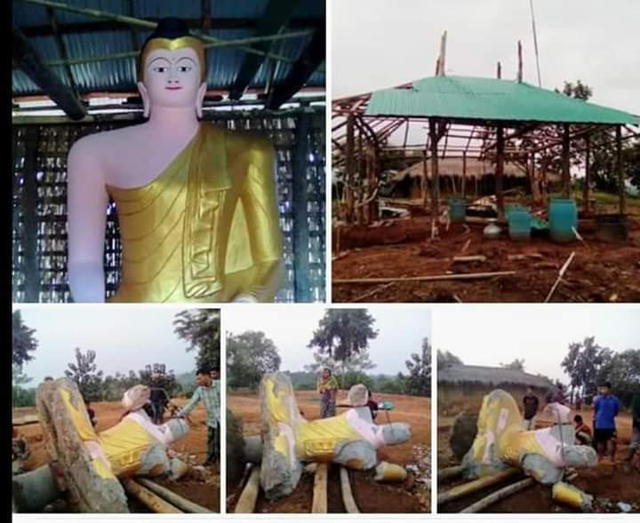 ChatuyRk2's tweet photo. For foreigner friends :
On October 23rd, 2018 at mid night members of Bangladesh military and Muslim Bengali settlers attacked Jetavan Buddhist temple and vandalized 7 feet Buddha statue at Kukichora Village under Guimara Upazilla, Khagrachari Hill District, CHT Bangladesh. https://t.co/i3VekOFah9