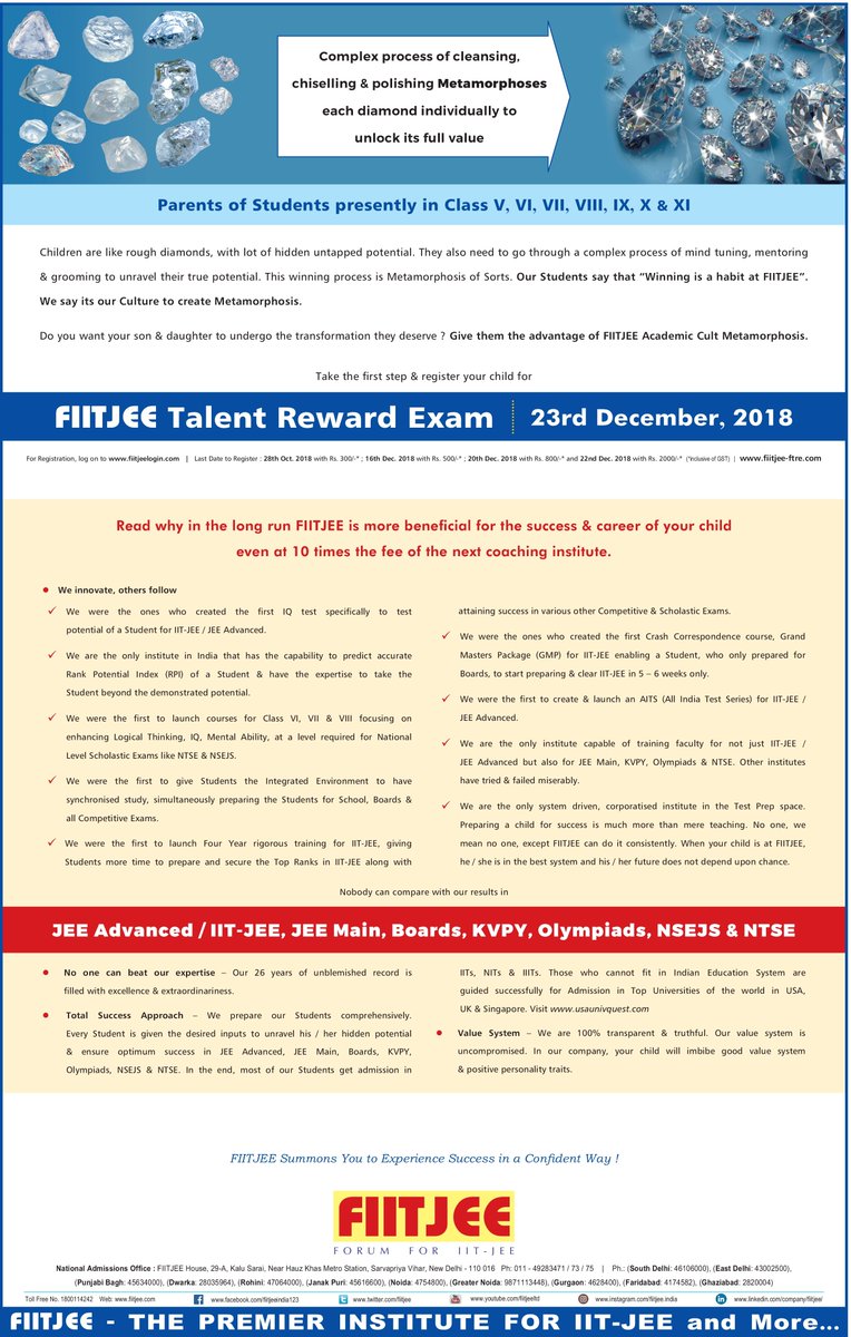 MeerutFiitjee's tweet photo. JEE ADVANCED : Can Success be #Guaranteed ?
The BIGGEST Gift ever to students from FIITJEE...
Success Guarantee Challenge for JEE Advanced &amp; JEE Main..
For more details Refer to front page Advertisement in today's News Paper (Hindustan &amp; Dainik Jagran)
#SuccessGuaranteeChallenge https://t.co/Un6QT4xAxZ