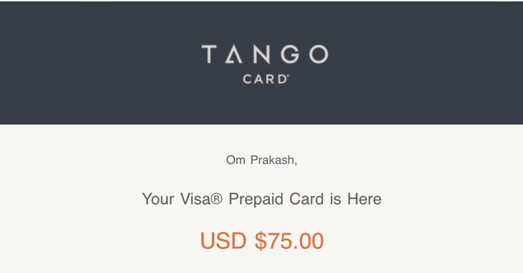 omprakash_it's tweet image. We love gift cards 😍😎
Thank you @SalesforceUX @Salesforce for this @TangoCard. 
#UXResearchStudy #SalesforceUserExperienceTeam #Reward #Survey