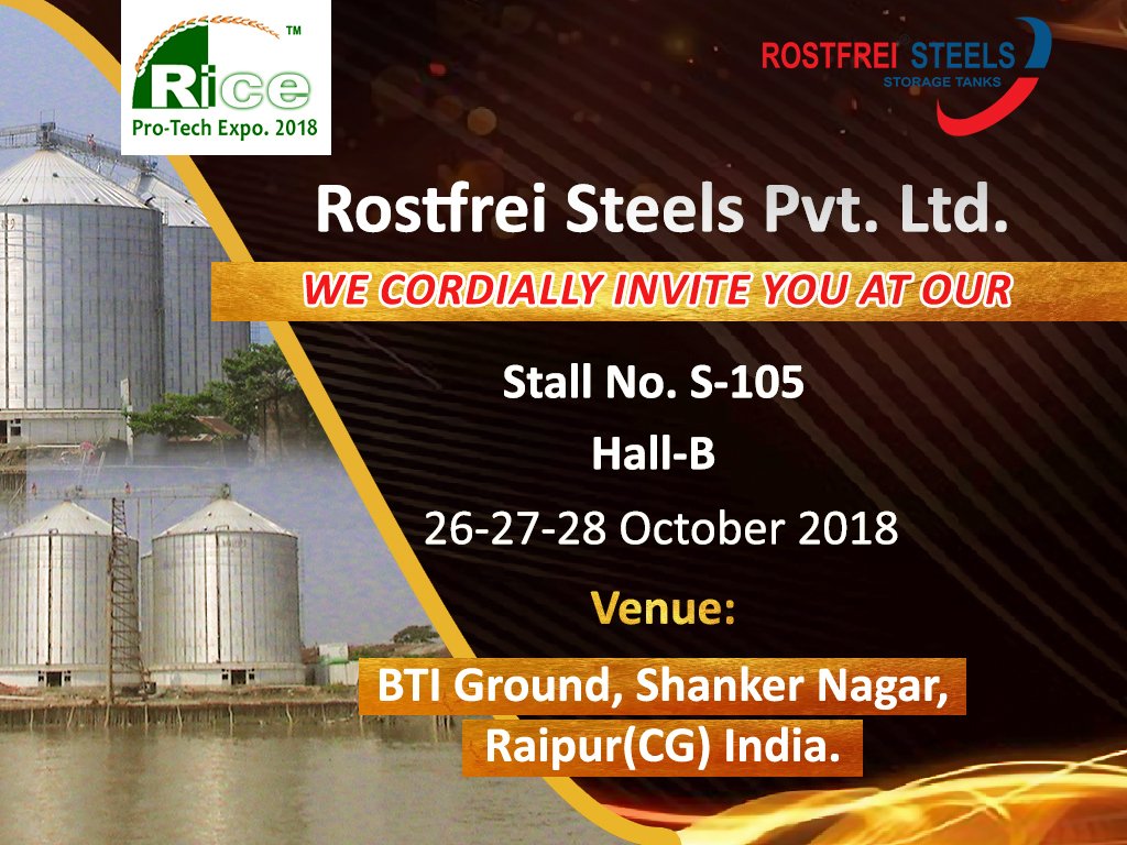 SteelRostfrei's tweet photo. #RostfreiSteels welcome the opportunity to get to know you better and show you what we have to offer to solve your #RiceStorage related challenges. Learn how our #RiceSilo will be the helpful & reliable #GrainStorageManagement solution for your #GrainStorage
#Rostfrei #SteelSilo https://t.co/djqEFXjdtf