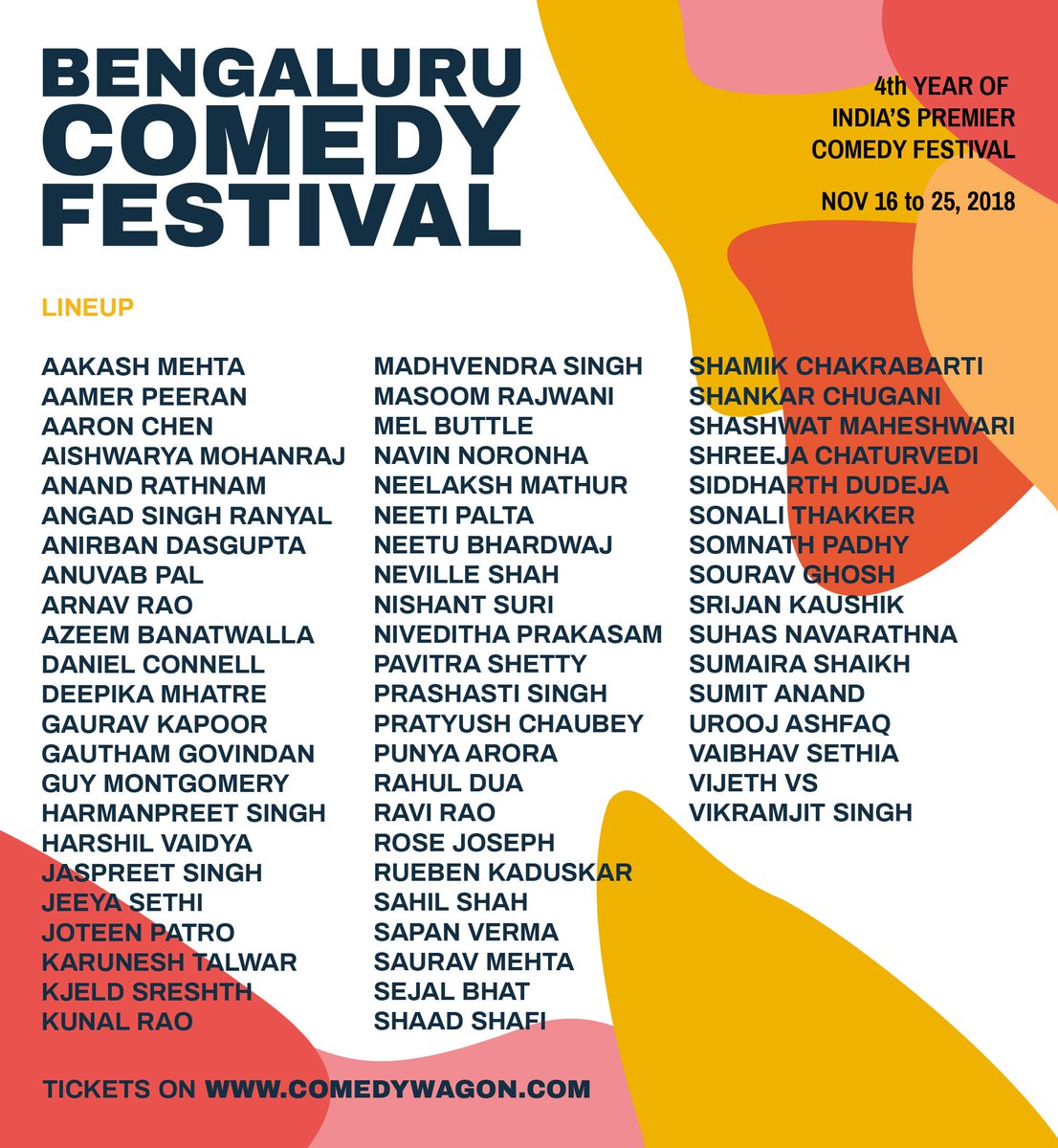 blrcomedyfest's tweet photo. Artist lineup for Bengaluru Comedy Festival 2018.
Schedule and tickets on https://t.co/VUzMw95Hff
#BCF2018 https://t.co/y7RWpaxOWj